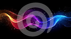 Abstract Colorful Wave with Glowing Particles on Dark Background
