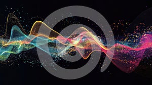 Abstract Digital Waves of Light and Particles Forming a Sound Wave Effect