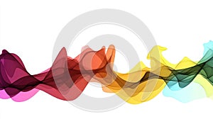 Abstract colorful waves flowing across a white background, creating a dynamic visual effect
