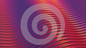 Abstract colorful wavy background lines in bright warm orange and blue colors. Seamless looping wallpaper animation. 3D