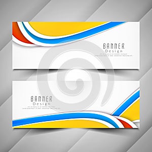 Abstract colorful wavy banners set