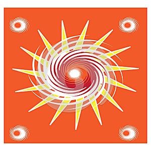 Abstract Colorful Whirlpool on Orange Background.