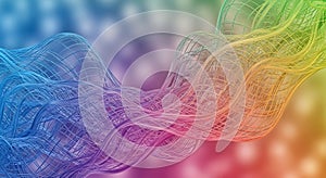 Abstract Colorful Wireframe Wave