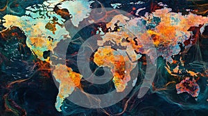 Abstract Colorful World Map Texture