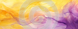 Abstract colorful yellow purple complementary color art painting illustration texture - watercolor swirl waves Generative AI