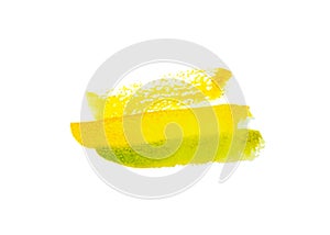 Abstract colorful yellow watercolor brush stroke isolated on white. Watercolor texture for card or creative banner design
