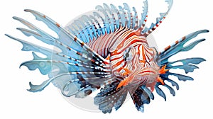 Abstract Colorist Sculptor: Lionfish On White Background