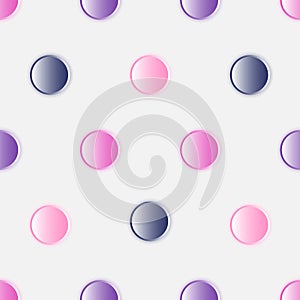 Abstract colors circle button on white background seamless