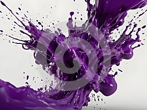 Abstract colors in motion ink exploding vibrant purple splashing