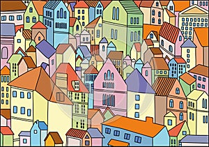 Abstract colour drawing of city background