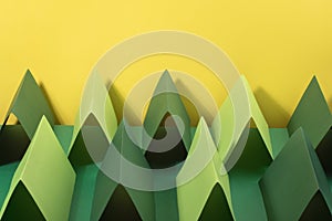 Abstract colour paper background. Green and yellow geometric shape