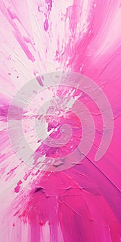 Abstract Coloured Painting With Pink Splash - Impasto Texture And Monochromatic Color Schemes