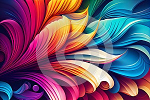 abstract colourful background with curved lines and waves. AI Generative