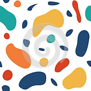 Abstract colourful blots seamless vector pattern on white background