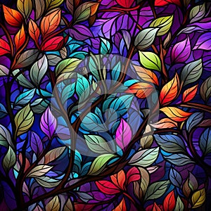 Abstract colourful branches leaves design pattern wallpaper
