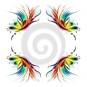 Abstract colourful butterfly seamless symmetrical pattern white  wallpaper