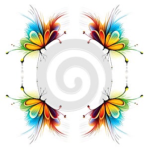 Abstract colourful butterfly seamless symmetrical pattern white  wallpaper