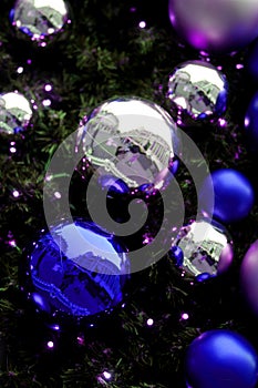 Abstract colourful Christmas tree bauble scene