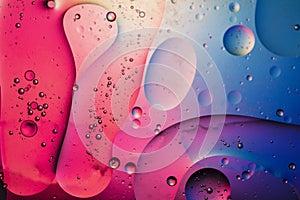 Abstract colourful creative macro oil and water background with bubbles