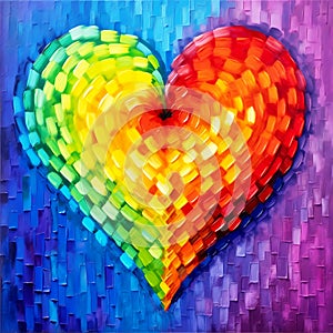 Abstract Colourful Heart painting