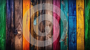 An abstract colourful multicolour wood plank texture background.