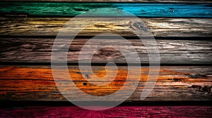 An abstract colourful multicolour wood plank texture background.