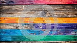 An abstract colourful multicolour wood plank texture background.