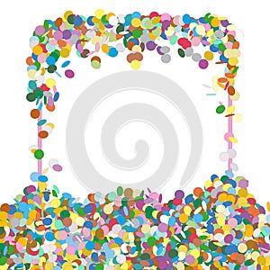 Abstract Colourful Squarish Shaped Text Panel with Confetti Snippets photo