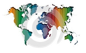 Abstract colourful straight lines world map