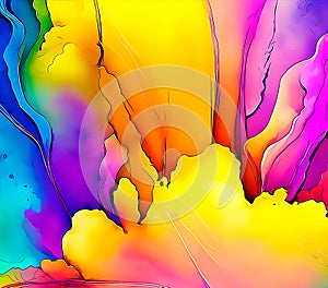 Abstract colourful watercolor rainbow background in cartoon style. Stock illustration.