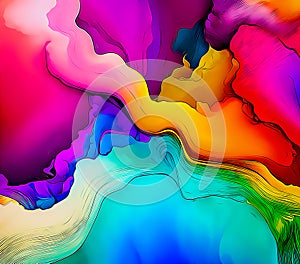 Abstract colourful watercolor rainbow background in cartoon style. Stock illustration.