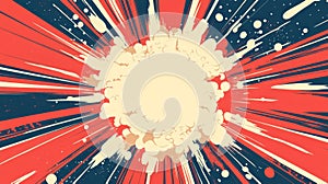 Abstract Comic Book Explosion Red Cream Blue Rays