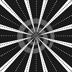 Abstract comic book flash explosion radial lines background. Vector illustration for superhero design. Black white light strip bur