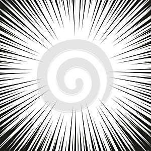 Abstract comic book flash explosion radial lines background. Vector illustration for superhero design. Bright black