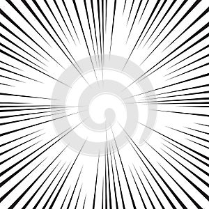 Abstract comic book flash explosion radial lines background. Vector illustration for superhero design. Bright black white light