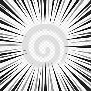 Abstract comic book flash explosion radial lines background. Vector illustration for superhero design. Bright black white light