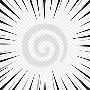 Abstract comic book flash explosion radial lines background. Vector illustration for superhero design. Bright black white light