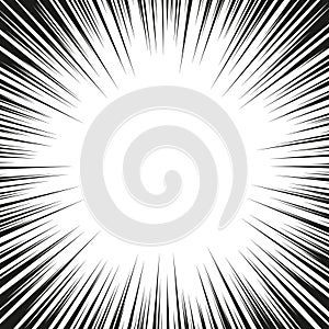 Abstract comic book flash explosion radial lines background. Vector illustration for superhero design. Bright black