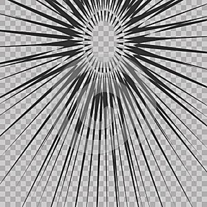 Abstract comic book flash explosion radial lines background. Vector illustration for superhero design. Bright black white light st