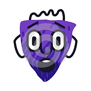 Abstract Comic Purple Face Show Emotion of Surprise Gasp Vector Illustration