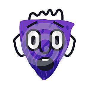 Abstract Comic Purple Face Show Emotion of Surprise Gasp Vector Illustration photo