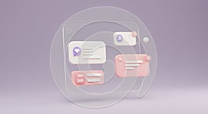 Modern 3D Social Media Interface with Notifications