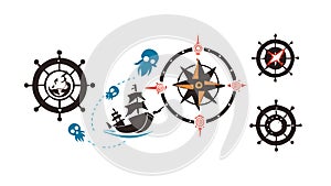 Abstract Compass Rose with Circular Elements, Direction, vector design Generative AI