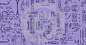 Abstract complex alien hieroglyphs symbols