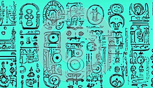 Abstract complex alien hieroglyphs symbols