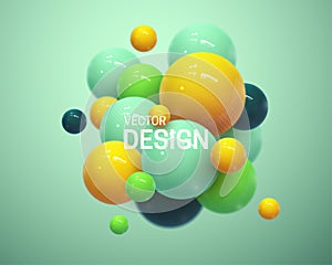 Abstract composition with 3d spheres cluster.