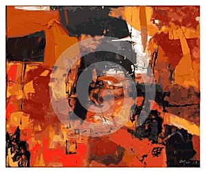 Abstract composition in black and orange