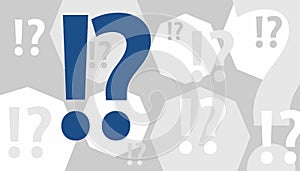 Abstract composition with black and white octahedron and the marks question. Geometric banner photo