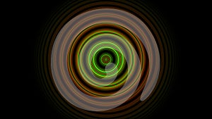 Abstract composition of bright diverging circles on a dark backgroundr, computer graphics, 3D rendering, fractal