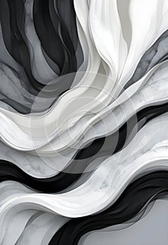 Abstract Flowing Black And White Marble Layers Creating Elegant Modern Background Texture